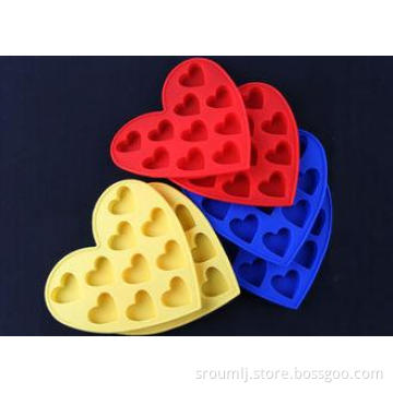 10 Cavity Heart Shape Silicone Ice Cube Colorful Light for